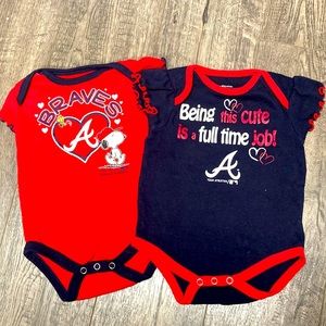 Set of 2 Atlanta Braves girl onesies